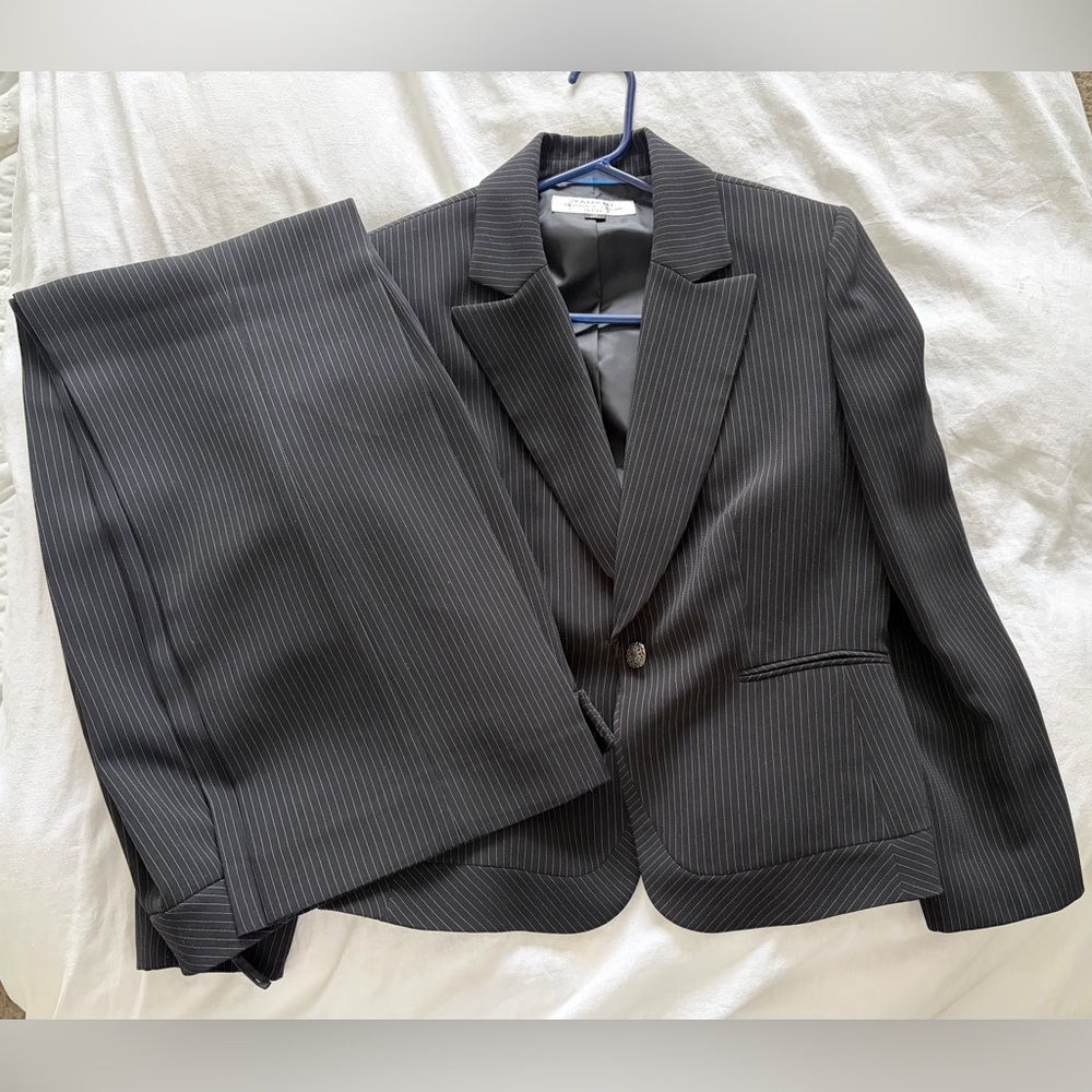 Tahari ASL Black Pinstripe Suit Set